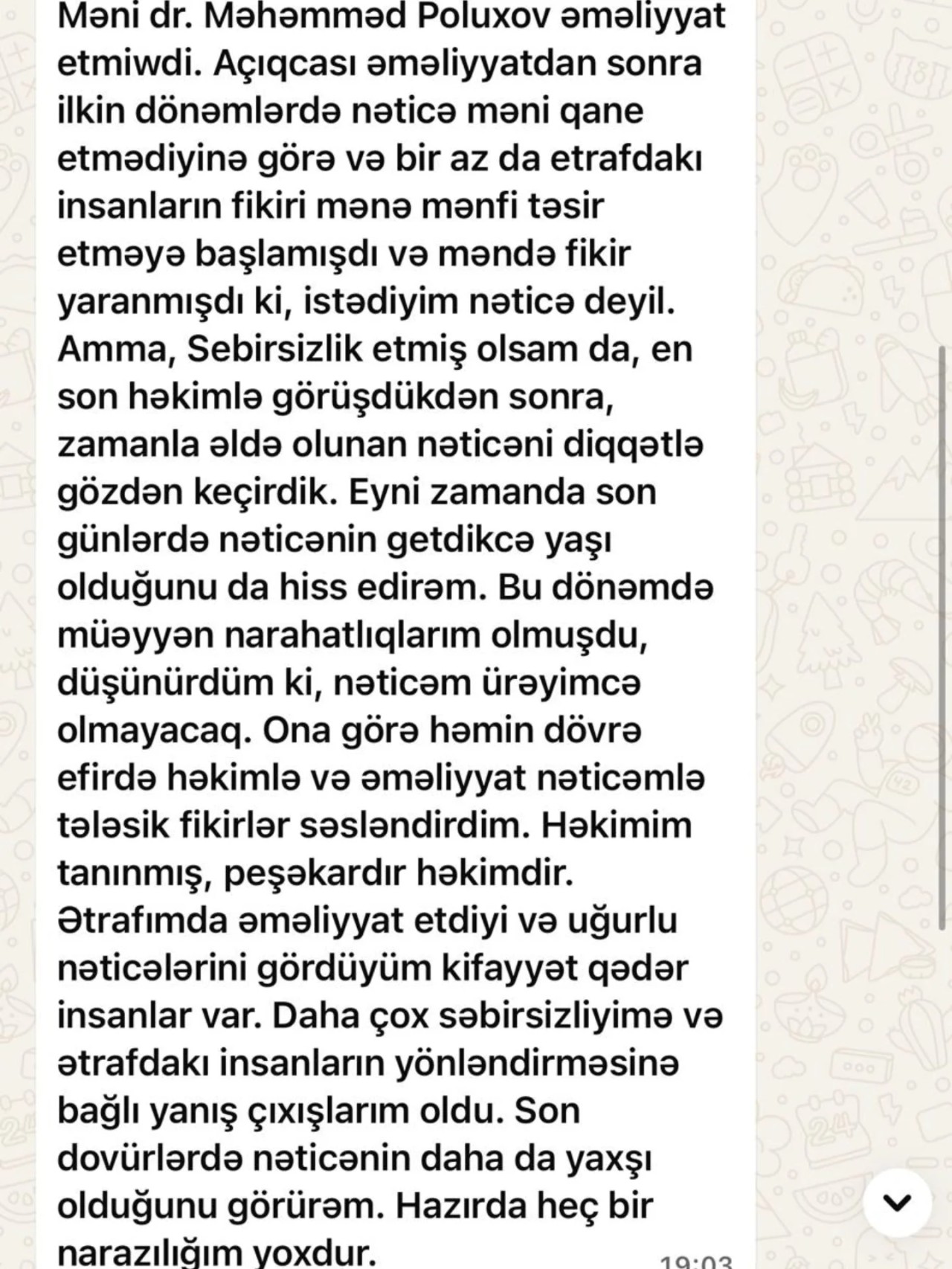 Mənzurə həkimdən şikayətini geri götürdü - "Səbirsizlik etmişəm"